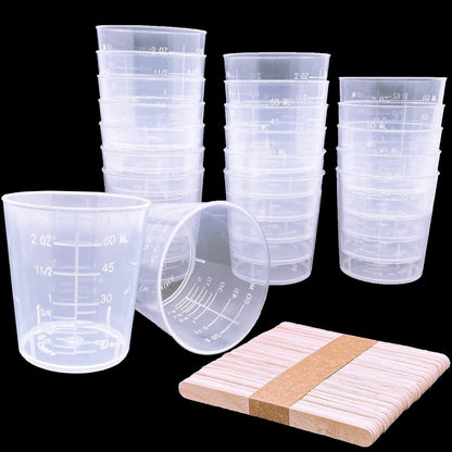 30 Pcs Plastic Graduated Cups, 60Ml/2Oz Clear Scale Cups1