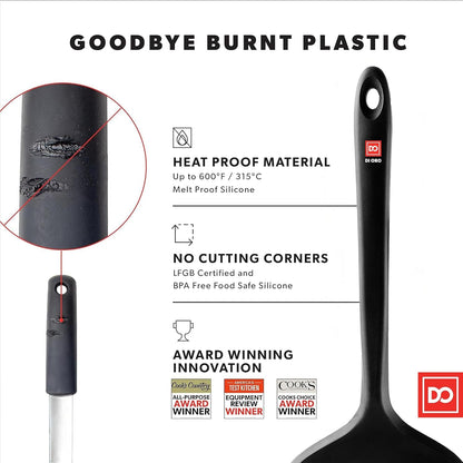 DI ORO Silicone Turner Spatula Set - 600F Heat Resistant, 4-Pc Black4
