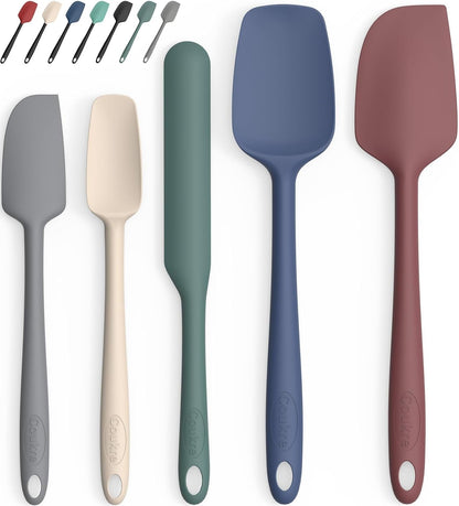 Silicone Spatula Set of 5,High Temperature Resistant, Food Grade Silicone, Dishwasher Safe, for Baking, Cooking (Pure Colorful A)1