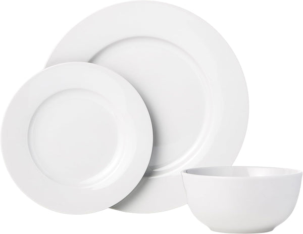 Porcelain Dinnerware Set, Microwave and Dishwasher Safe, Service for 6, 18-Piece, Plates, Bowls, White2
