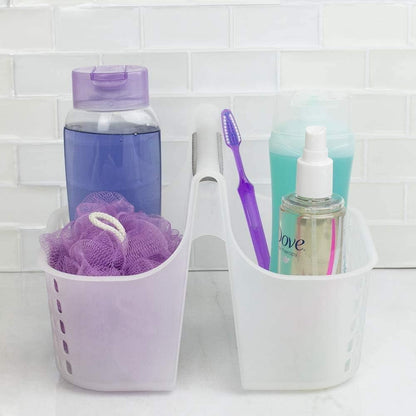 2-Compartment Soft Grip Plastic Shower Caddy Organizer with Handle5