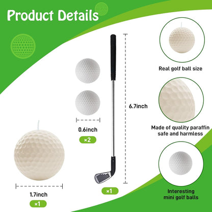 Golf Ball Birthday Candles, Golf Cake Topper & Mini Golf Club for Golf Birthday Party Decorations (White, Iron)2