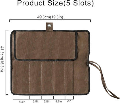 Chef’S Knife Roll Bag, Portable Canvas Cases, Chef Bag with 5 Slots Pockets Can Hold Kitchen Knife Tools up to 15 Inch2