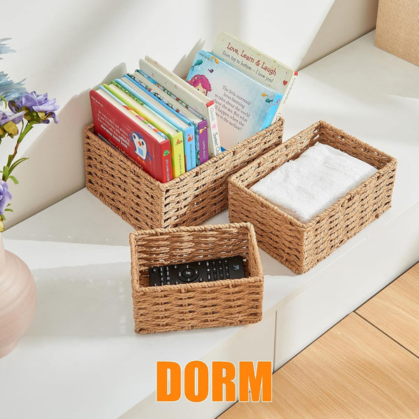 Small Wicker Basket for Organizing, Woven Storage Basket Sets of 35