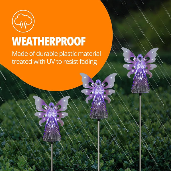 Garden Solar Lights, Decorative Angel Garden Stake, 13 Leds, Cute Yard and Pathway Decor, Purple, 7 X 40 Inch4