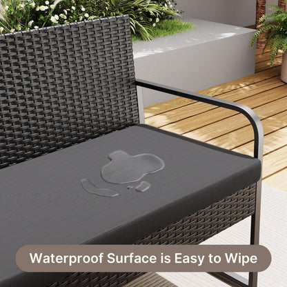 8 Piece Outdoor Black Wicker Conversation Set, Black4