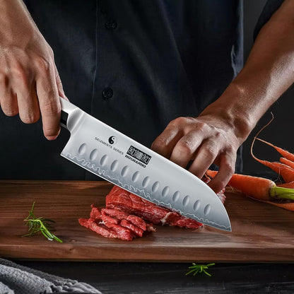 Santoku Knife 7", Razor Sharp Kitchen Knife with Rosewood Handle7