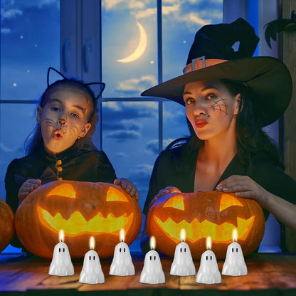 10 Pcs Halloween Ghost Candles White Soy Wax Home Table,Classic4