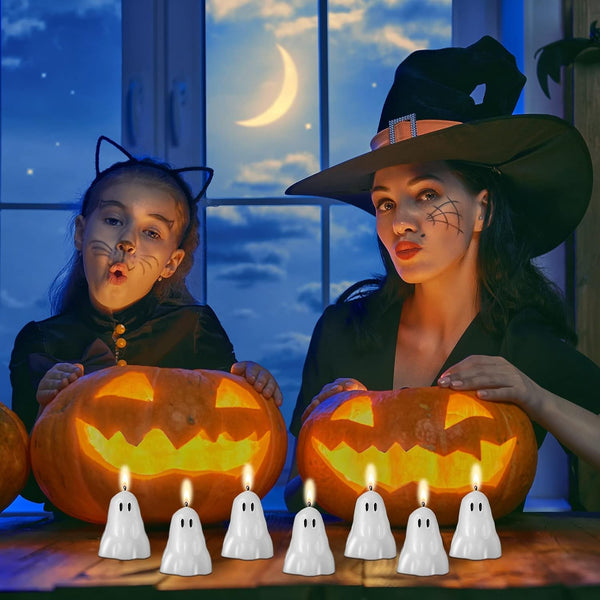 10 Pcs Halloween Ghost Candles White Soy Wax Home Table,Classic4