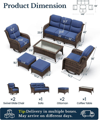 Luxury High Back Patio Furniture Set with 6-Inch Thick Cushion2