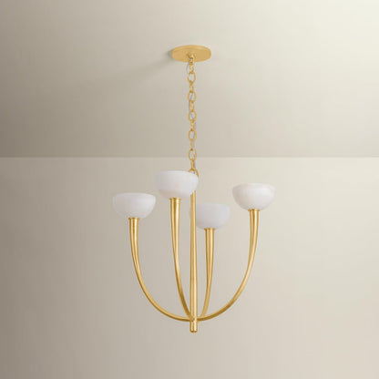 Maywood 4-Light Chandelier | Vintage Gold Leaf Finish | Made of Iron & Natural Stone | Damp-Rated for Bathroom Use | Adjustable Hang Height 27-79" | 9023-VGL2