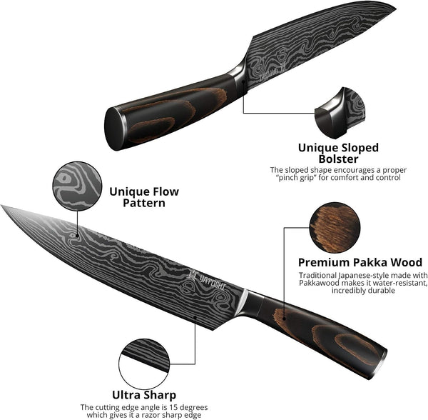 Yatoshi 9 Piece Block Set Classic- Pro Kitchen Knife Set Ultra Sharp High Carbon Steel with Ergonomic Handle3