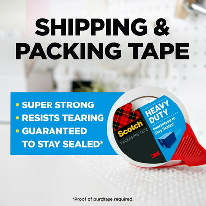 Scotch Heavy Duty Shipping Packing Tape, Clear, 1.88 In. X 38.2 Yd. | Shipping and Packaging Supplies, 1 Tape Roll with Dispenser2