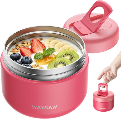 14 Oz Kids Thermo for Hot Food, Leakproof Insulated Vacuum Jar/Pink1