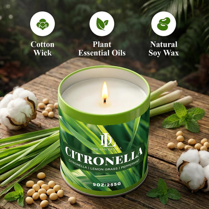 Citronella Candles Outdoor, Soy Wax 9 Oz 4 Pack3