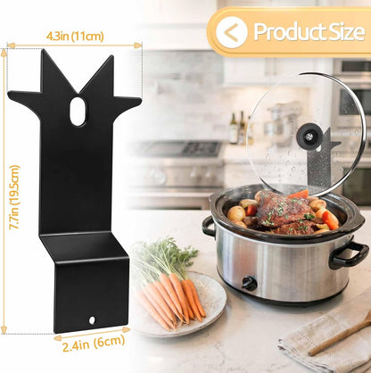 Slow Cooker Pot Lid Holder - 2Pcs Sturdy Lid Rack Designed for Oval & round | Drip-Back Channel Keeps Counter Dry, Hands-Free, Anti-Slip, Rust-Proof Steel, Quick-Clean, Compact, No-Wobble4