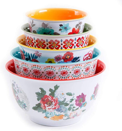 Traveling Vines Nesting Mixing Bowl Set, 10-Piece (10-Piece, Country Garden)1