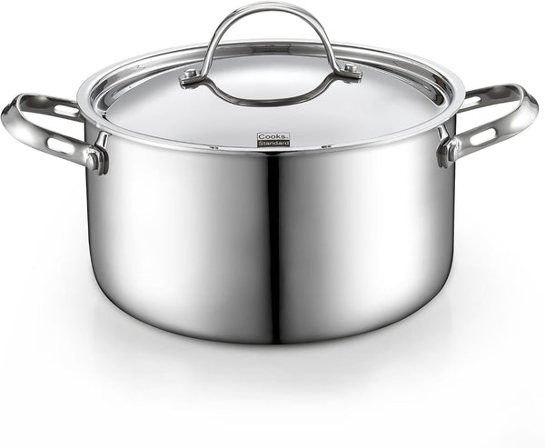 Multi-Ply Clad 6 Quart Stainless Steel Stock Pot with Lid | Tri-Ply Dutch Oven for Boiling, Stews, Sauces, Induction Ready, Dishwasher & Oven Safe1