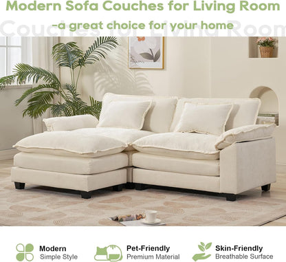 86" Modular Sectional Sofa, Comfy Deep Cloud Couch with Ottoman7