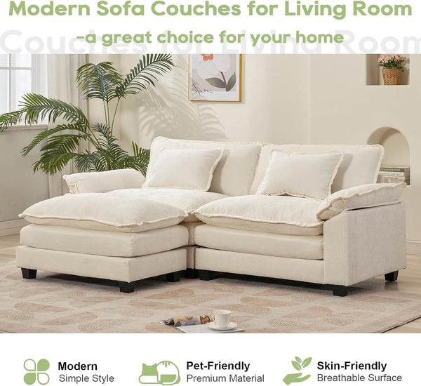 86" Modular Sectional Sofa, Comfy Deep Cloud Couch with Ottoman7