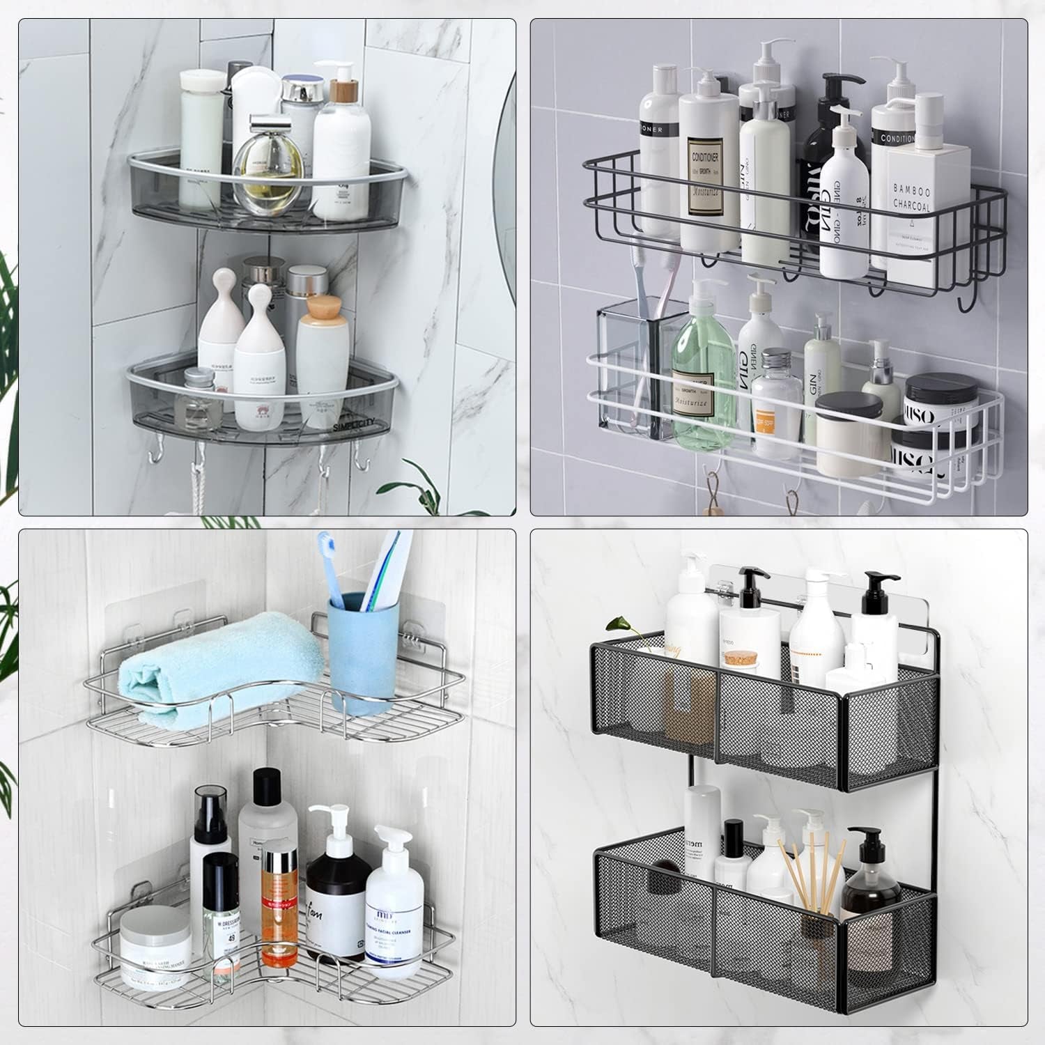 2-pack-transparent-shower-caddy-adhesive-for-replacement-no-drilling-soap-holder-bathroom-storage-shelves-and-kitchen-racks