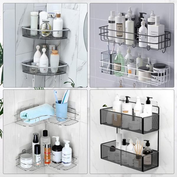 2 Pack Transparent Shower Caddy Adhesive for Replacement, No Drilling , Soap Holder, Bathroom Storage Shelves and Kitchen Racks3