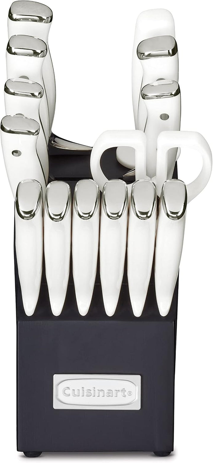 15-Piece Knife Set with Block, High Carbon Stainless Steel, Forged Triple Rivet, White/Navy C77WTR-15PN+2