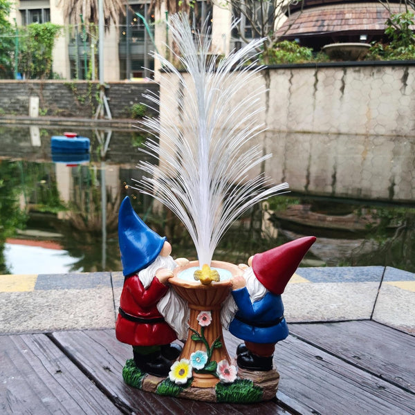 Solar Gnome Statue, Resin Gnomes Figurine and Colour Changing Optical Fiber Solar Light Outdoor Lawn Yard Decor4