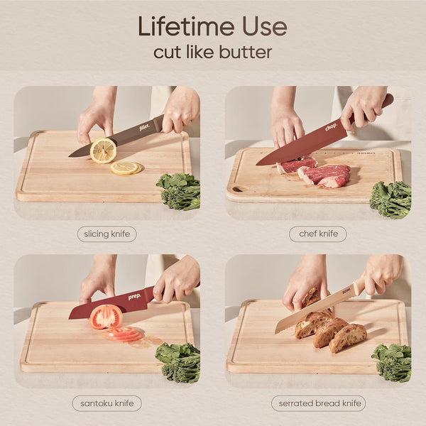 Kitchen Knife Set, 6 Floral Knives with 6 Blade Guards, 12-Piece | Stainless Steel Blades, Ceramic Nonstick Coating, Long-Lasting Sharpness, Rust-Resistant, Non-Slip, Dishwasher Safe8