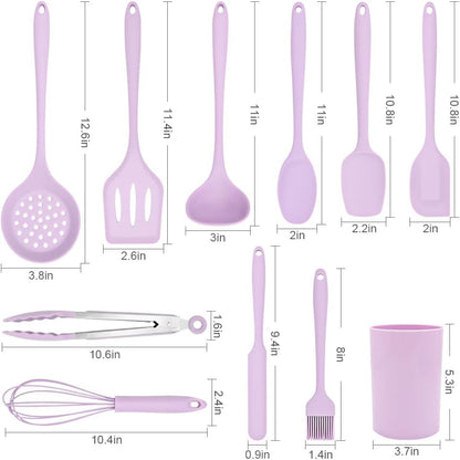 Kitchen Cooking Nonstick Silicone Utensils Set 11 Pcs - Purple9