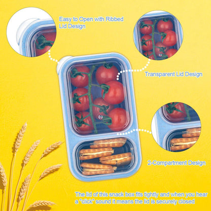6Pack 2-Compartment Reusable Snack Containers with Lids3