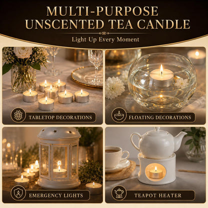 White Tea Lights Candles - Unscented Tealights, Mini Votive Candles8