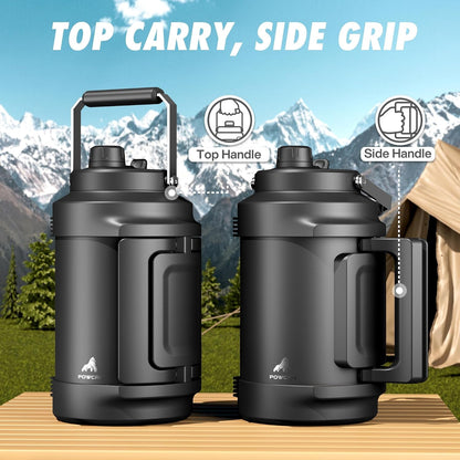 1 Gallon Insulated Water Bottle for Travel: 2-In-1 Straw Spout Lid, Dual Handle, Leakproof, Keep Cold 48H, 128Oz Stainless Steel Water Jug for Gym, Biking, Road Trip, Work, Home, Picnic (Midnight)4