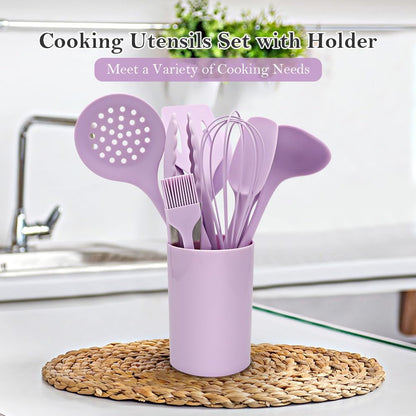 Kitchen Cooking Nonstick Silicone Utensils Set 11 Pcs - Purple2