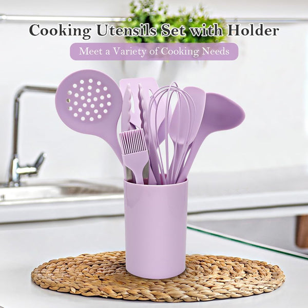 Kitchen Cooking Nonstick Silicone Utensils Set 11 Pcs - Purple2