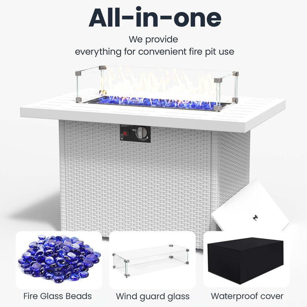 4 Pieces Modern Aluminum Patio Furniture Set with Fire Pit Table, Outdoor Conversation Sets Metal Sectional Sofa6