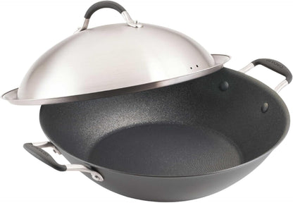 A1 Series W/Scratchdefense Nonstick Induction Wok with Lid, 14-Inch, Wok Pan with Lid, Graphite1