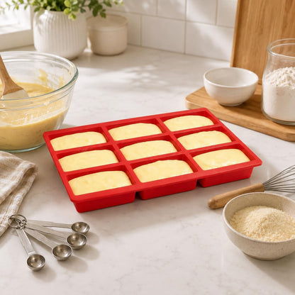 Mini Loaf Pans Silicone, 8-Cavity Nonstick Mini Bread Loaf Pan for Baking Cornbread, Brownies, Cheesecake, Chocolate, Small Loaves, Oven Safe Reusable Bakeware (Red, 1 Pack)6