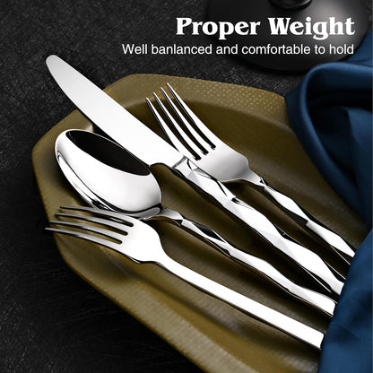 20 Piece 18/10 Silverware Set, Stainless Steel Flatware Cutlery Set for 48