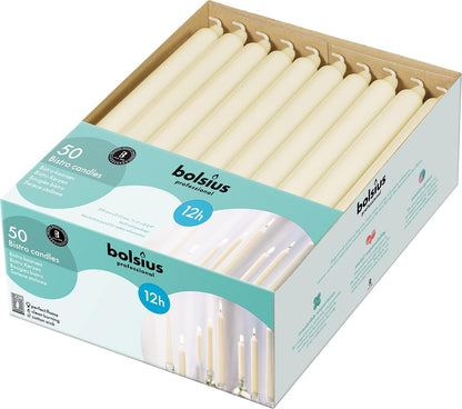 Ivory Candlesticks Bulk Pack 50 Count - Unscented Dripless 11.5 Inch Household & Dinner Candle Set - 12+ Hours - Premium European Quality - Consistent Smokeless Flame - 100% Cotton Wick7
