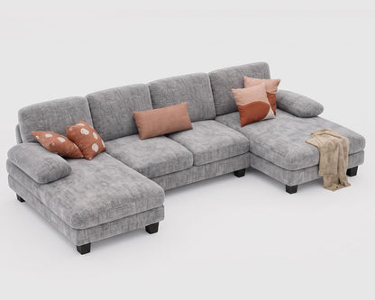 U-Shaped Convertible Sectional Sofa Couch,Fabric, Grey8