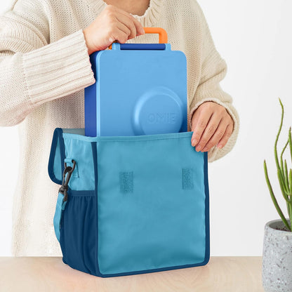 box Insulated Lunch Bag with Bottle Holder (Blue)3