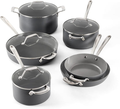 All-Clad HA1 Ceramic Nonstick, 10-Piece Pots & Pans Set, Induction Ready | Complete Ceramic Nonstick Cookware Set, Scratch-Resistant Exterior, Superior Easy Organized Stacking, Oven Safe up to 450°1
