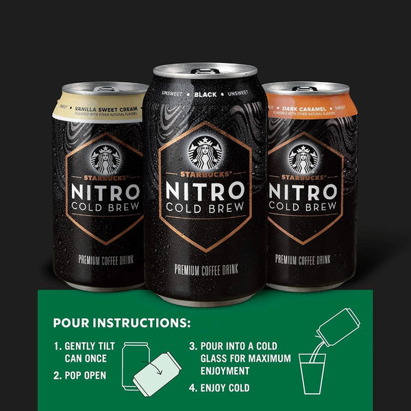 Starbucks - RTD Coffee Nitro Cold Brew, Black Unsweetened, 9.6 Fl Oz Cans (8 Pack), Iced Coffee, Cold Brew Coffee, Coffee Drink5