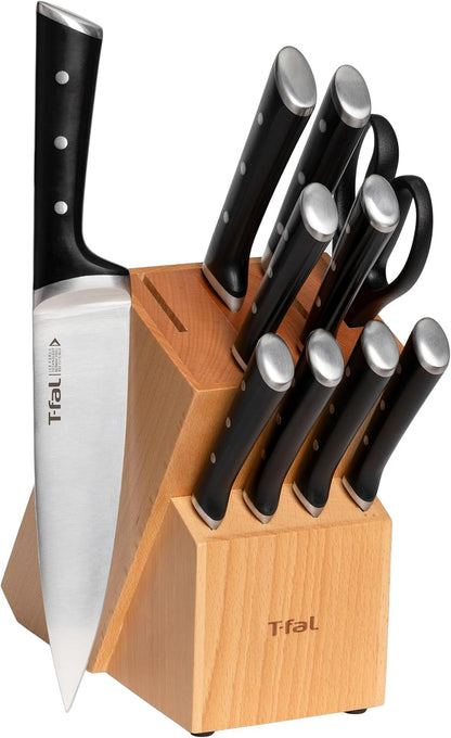 Ice Force 11-Piece German Stainless Steel Kitchen Knife Block Set | X50Crmov15 Steel, 26-Degree Cutting Edge, Ice Hardening to -250F, Ergonomic Handle with Finger Guard, Includes Steak Knives1