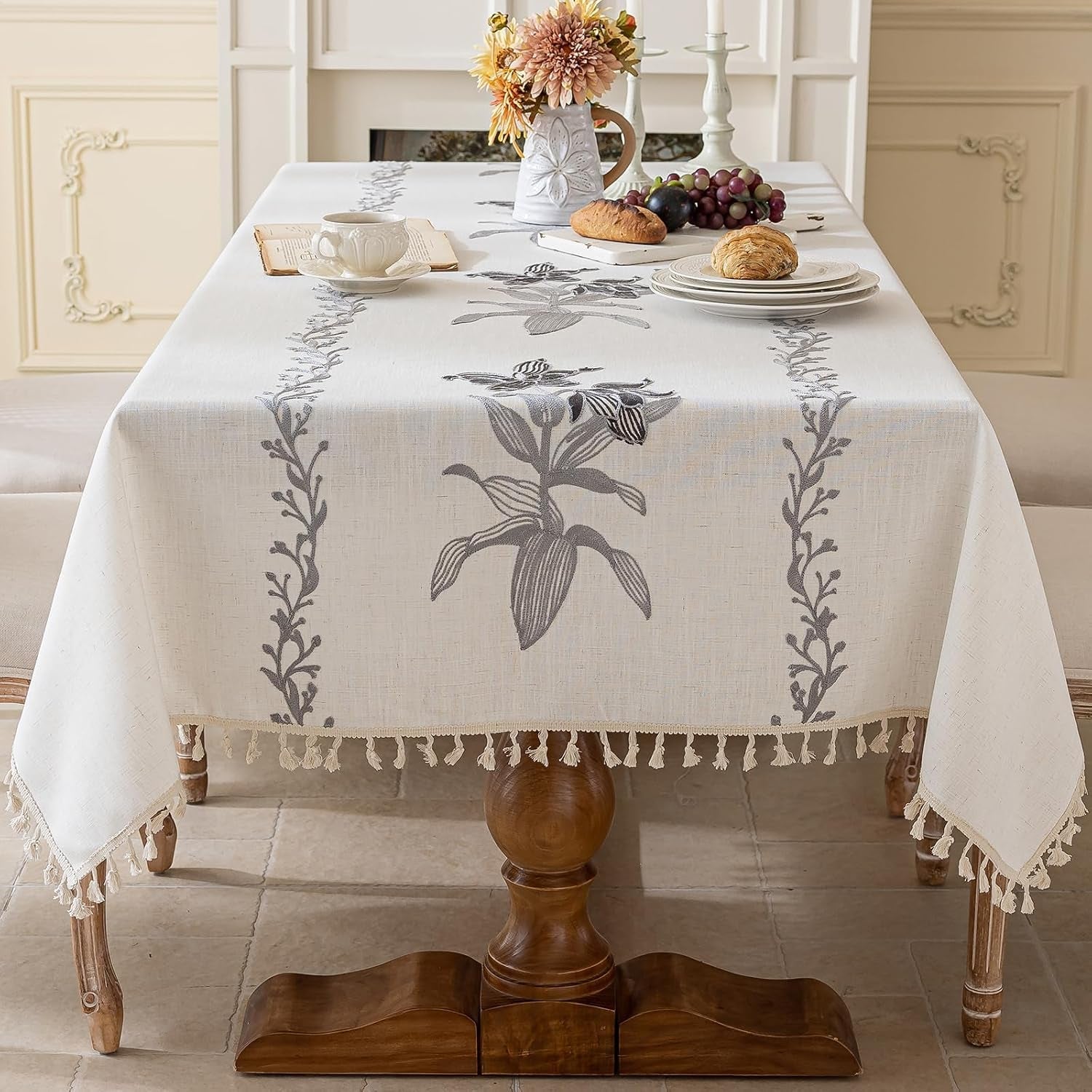 lily-flowers-cotton-linen-table-cloth-for-rectangle-tables-floral-embroidered-tablecloth-with-tassels-farmhouse-table-cover-for-kitchen-dining-party-holiday-christmas-buffet-grey-55x70