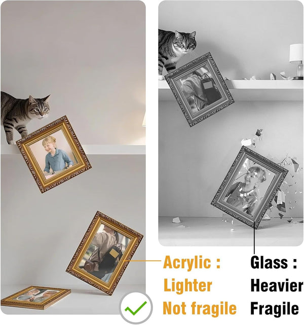 8×10 Picture Frame Gold - Picture Frames for Wall Hanging and Tabletop Display, Ornate Photo Frame for Poster,Vintage Frames,With Acrylic5