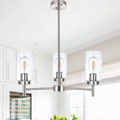 3 Lights Modern Chandeliers Metal Light Fixtures Ceiling Brushed Nickel Industrial Pendant Lighting for Dinging Room Living Room Kitchen Bedroom Hallway2