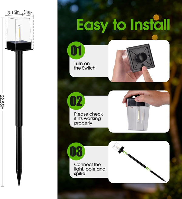 Solar Pathway Lights Outdoor 8 Pack, Solar Garden Lights Warm White 4 Lighting Modes, Solar Path Lights Auto On/Off, Landscape Lighting for Yard Walkway Driveway Patio Lawn Decor10