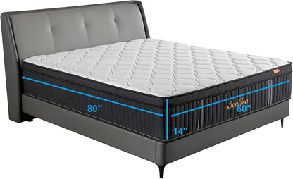 Queen Mattresses,10 Inch Queen Size Mattresses in a Box,Memory Foam Hybrid White & Black Mattress with Provide Support and Improve Sleep,Pressure Relief,Medium Firm4